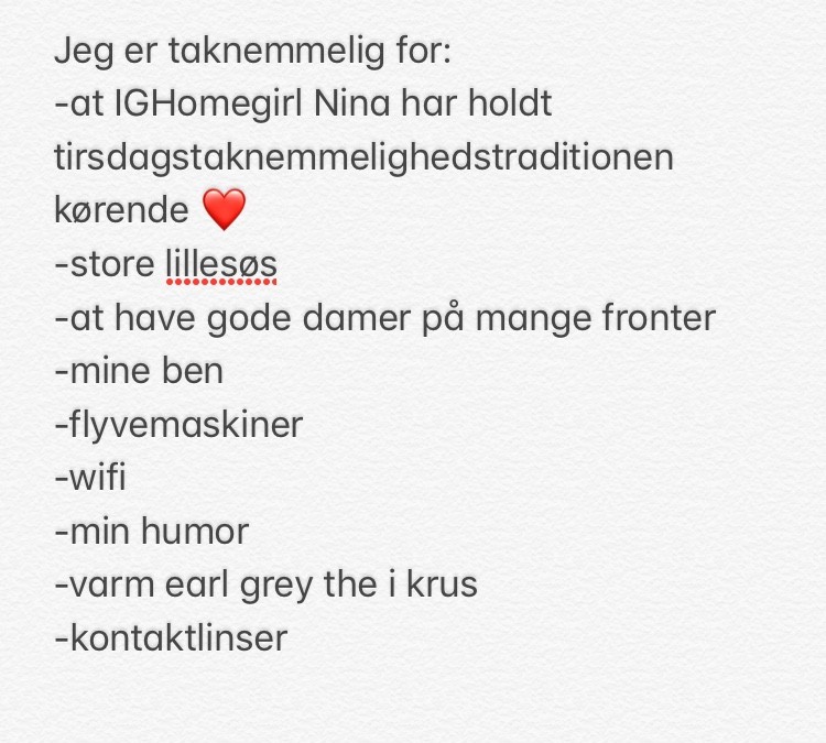 #Tirsdagstaknemmelighed 5. dec 2017